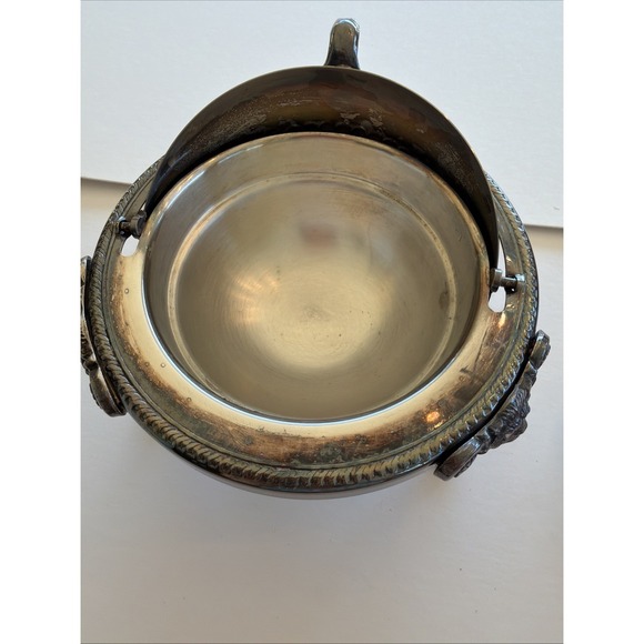 VTG 1883 FB Rogers Silver Co 273 Roll Top Caviar/Butter Dish Lion Head W/ Insert